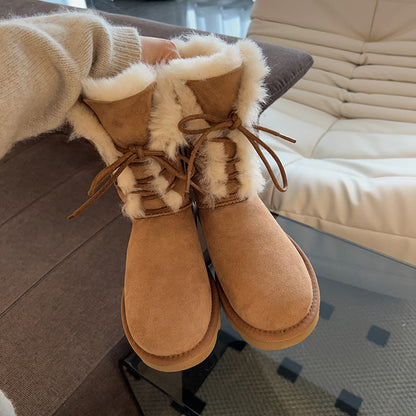 2025  Muse Internet celebrity thick-soled snow boots women's winter popular new northeast mid-tube boots cotton shoes