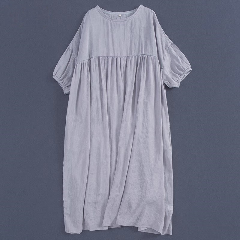 9013 five-quarter sleeve ramie dress gradual change design sense large size cotton and linen dress loose  new, summer