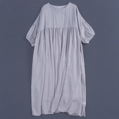 9013 five-quarter sleeve ramie dress gradual change design sense large size cotton and linen dress loose  new, summer