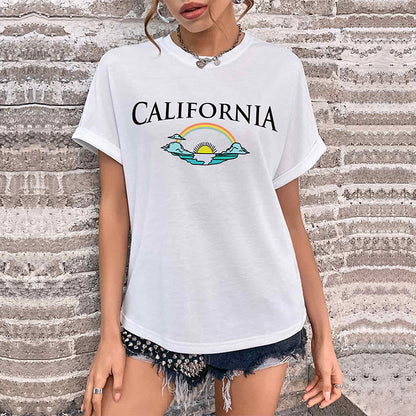 LOVEVOP new product popular summer 2025 women's clothing crew neck printed top Guangzhou New Popular trade short-sleeved t-shirt