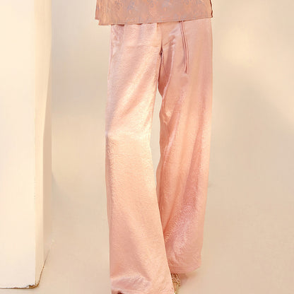 New Chinese wide-leg pants women's summer new loose high waist drape acetic acid casual temperament straight-leg pants M6028