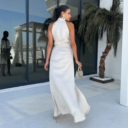 LOVEVOP 2025 style cross-border women's clothing Hot autumn new fashion sexy lace-up sleeveless split slim temperament dress