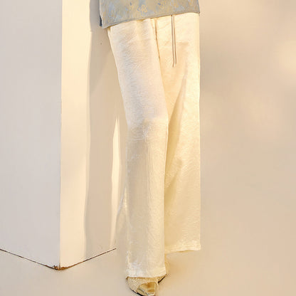 New Chinese wide-leg pants women's summer new loose high waist drape acetic acid casual temperament straight-leg pants M6028