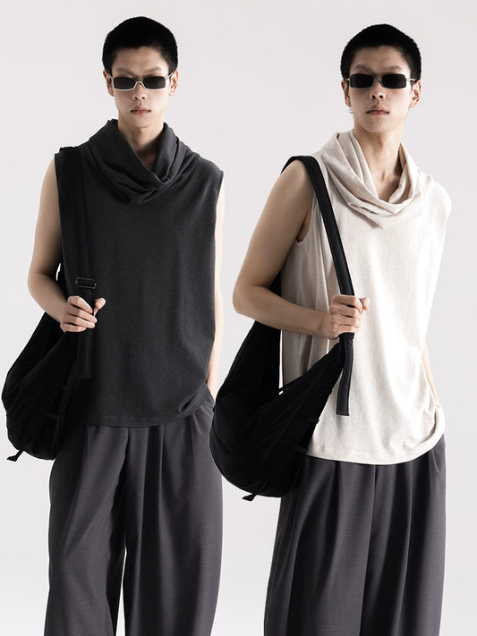 APOZi collection untitled landscape series new Chinese sleeveless T-shirt men and women with the same stacking collar vest