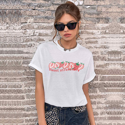 LOVEVOP New popular Summer 2025 Women's Clothing Crew Neck Printed Casual Top Guangzhou Short Sleeve T-Shirt