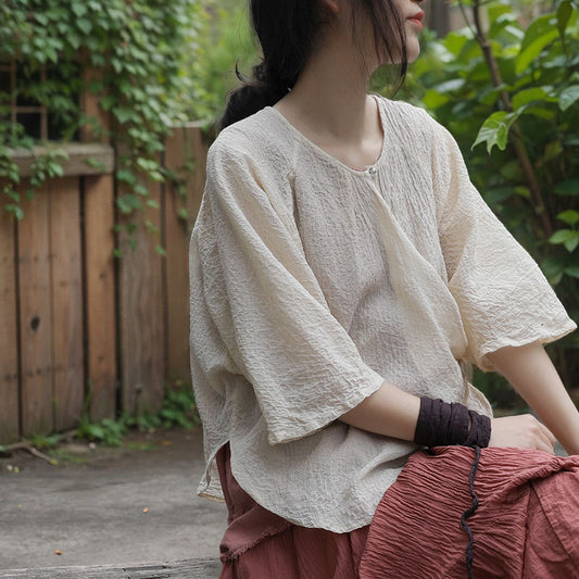 summer literary and artistic travel style lace-up sunscreen outer top, human silk jacquard diagonal cardigan women