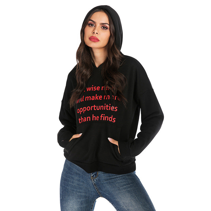 LOVEVOP New popular Autumn New 2025 Cross-border Hot Trade Women's Clothing Hooded Letter Printed Sweater Women