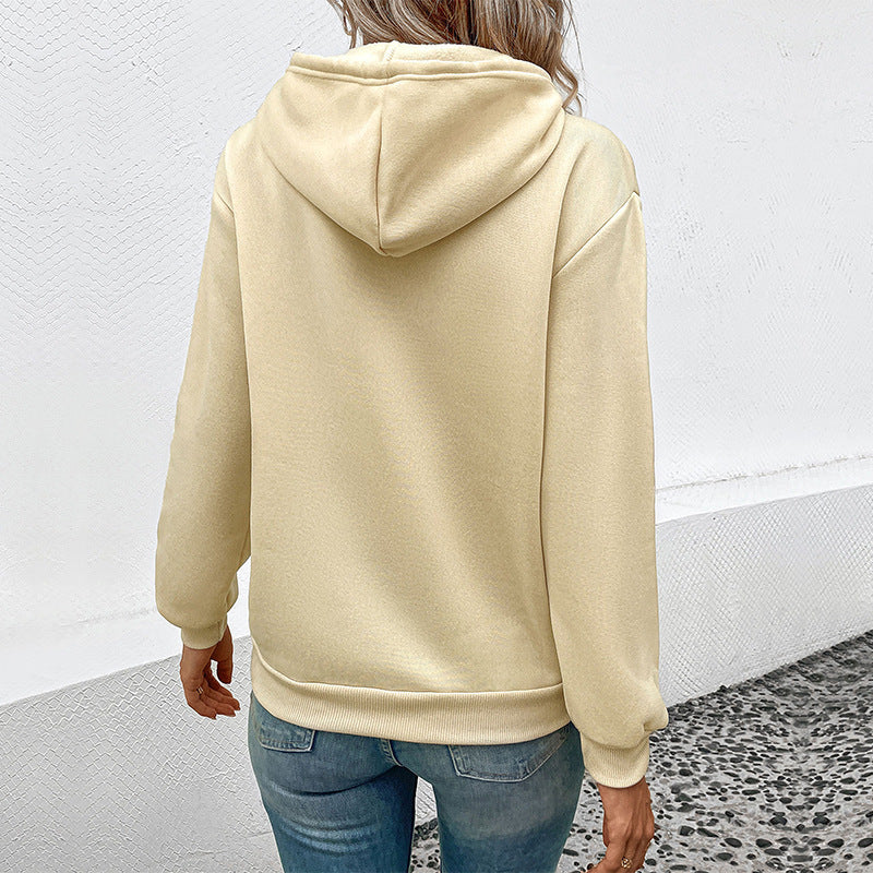 LOVEVOP Hot autumn and winter new 2025 pocket hoodie  cross-border women's casual hooded pullover pocket sweater