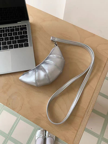 LOVEVOP Wholesale neck small change bag cute croissant bag design sense niche mini concave shape crossbody lipstick earphone bag
