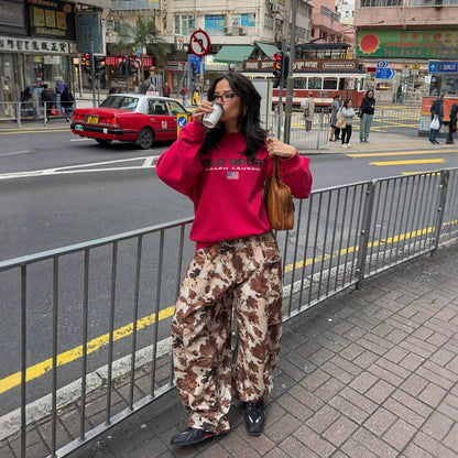 's new n street lazy retro letter print loose casual long-sleeved crew neck sweater jacket women