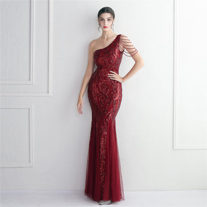 19620 #bead mesh yarn craft beads celebrity party evening dress sexy long and thin toast dress new
