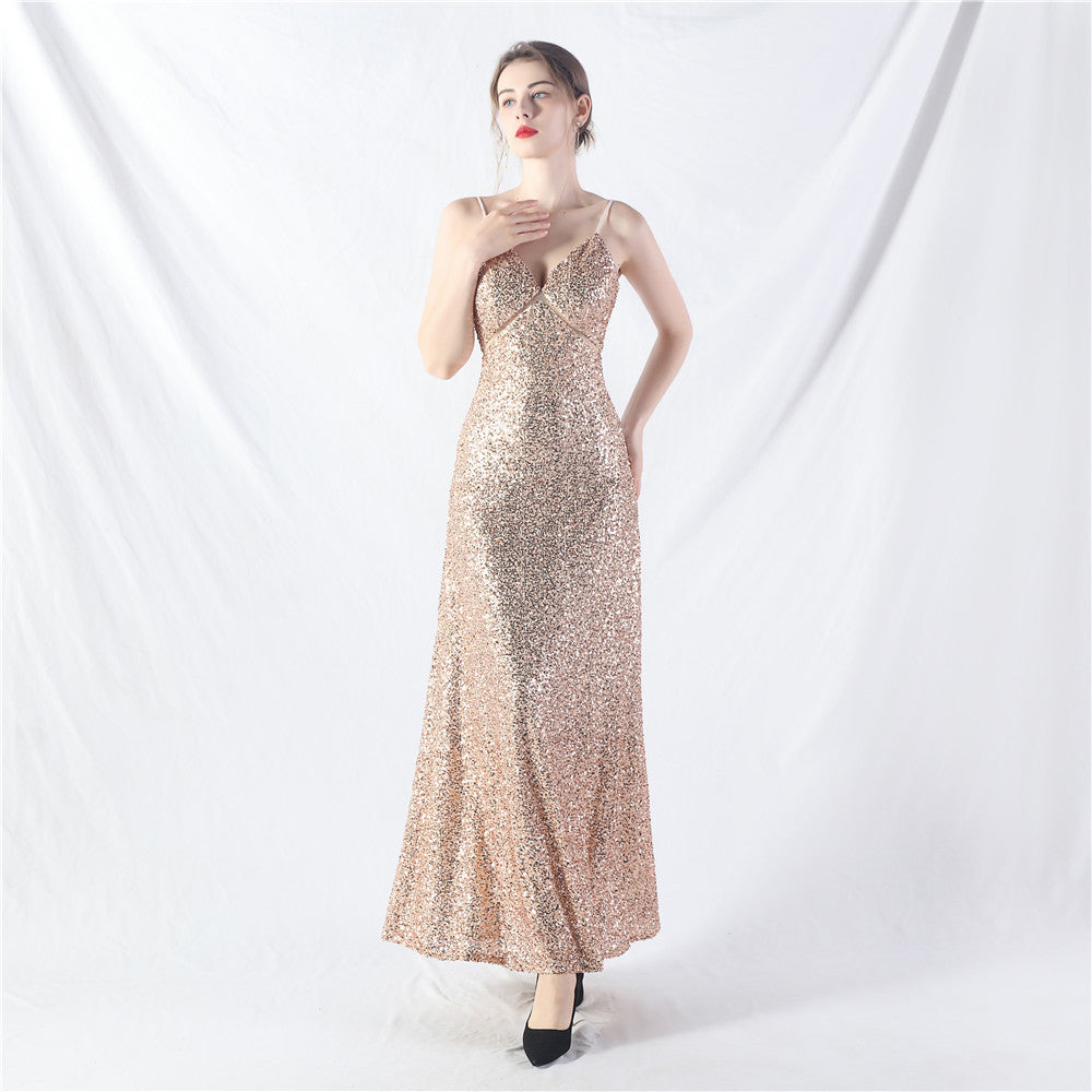 31765 #popular A-shaped big pendulum dress can be worn daily sequined long dress