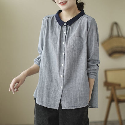 Korean version of small plaid long-sleeved shirt women's  spring and autumn new meat-covering and thin loose age-reducing top color matching shirt