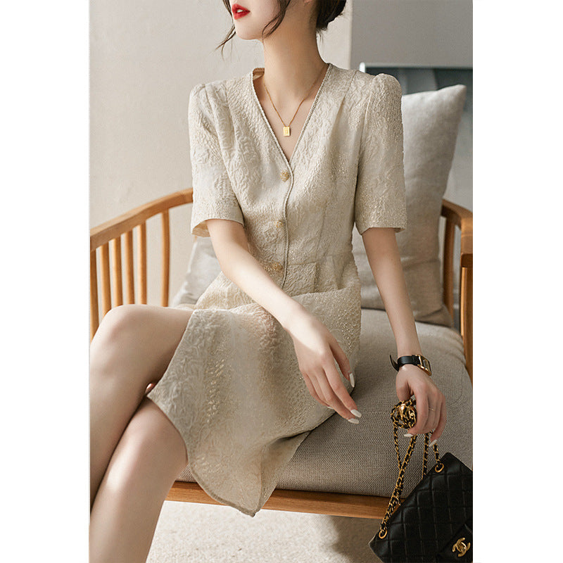 2025 High-end heavy jacquard silk skirt new Chinese cheongsam mulberry silk dress  summer new women's clothing