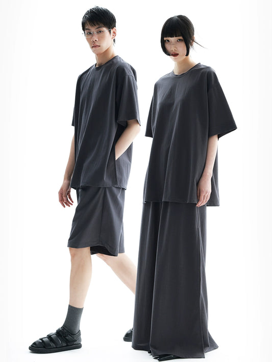 APOZi collection [traceability series] summer solid color simple three-piece set deep space gray commuter set