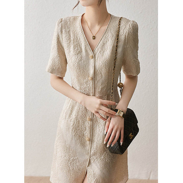 2025 High-end heavy jacquard silk skirt new Chinese cheongsam mulberry silk dress  summer new women's clothing