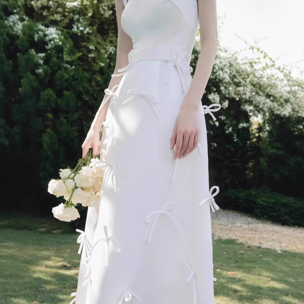 2025 bride sexy suspender light wedding dress satin welcome wedding dress Mori tie license registration small dress skirt women wholesale