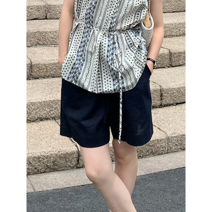 2025 THE MIND strappy elastic waist three-point pants children's 2025 summer Korean version simple casual shorts T5056-1X