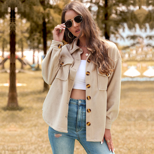 LOVEVOP New  Hot Trade Hot 2025 Women's Clothing Autumn and Winter New Thickened Fleece Cardigan Jacket