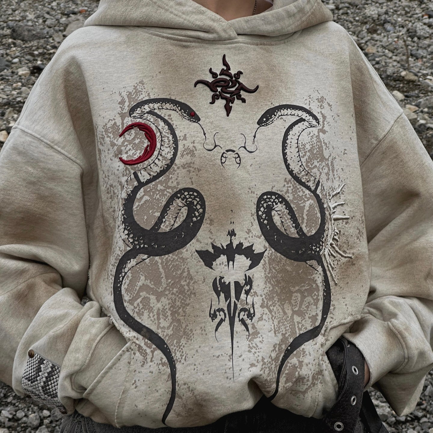 new digital 3D crew neck hooded sweater street trend  street style woman comfortable snake snake picture