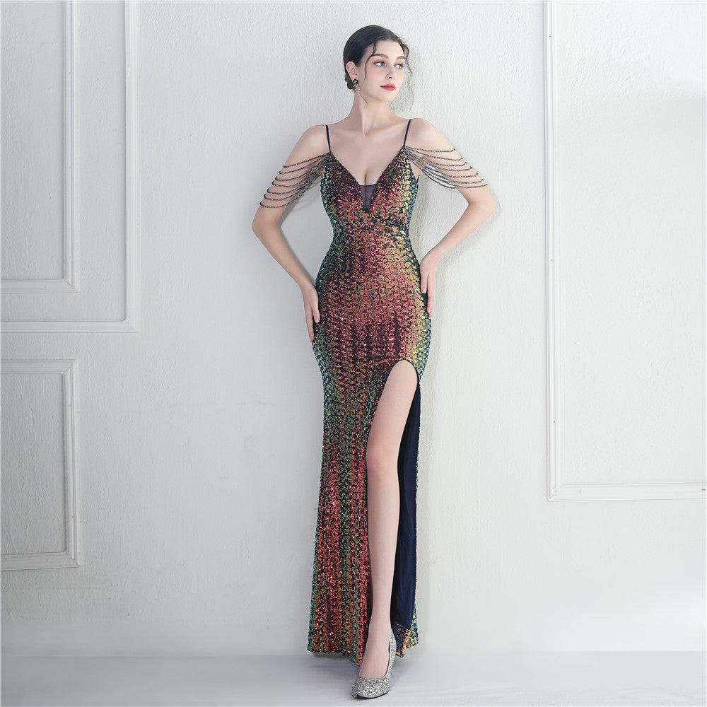 19929 #Gaomi Symphony Bead Sheet Craft Ordering Bead Sling V-Neck Ceremony Banquet Catwalk Wedding Anchor Long Night