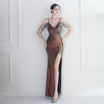 19929 #Gaomi Symphony Bead Sheet Craft Ordering Bead Sling V-Neck Ceremony Banquet Catwalk Wedding Anchor Long Night