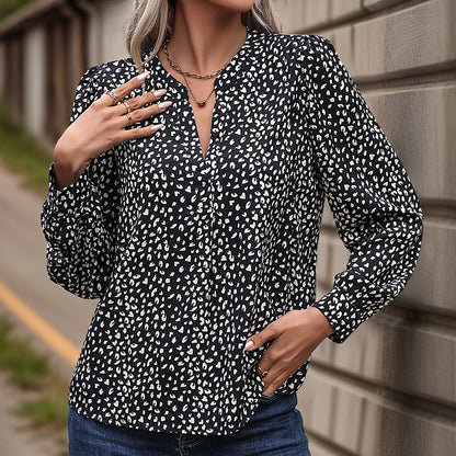 LOVEVOP New Hot Trade Wholesale Hot Autumn New 2025 Women's Cross-border Long Sleeve Leopard Print Shirt Women