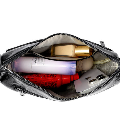 2025 New fashion leather messenger bag niche retro oil wax leather first layer cowhide shoulder bag casual versatile women's bag