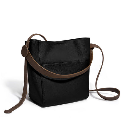 Leather bag women's popular new commuter women's bag premium texture messenger bag large capacity shoulder portable bucket bag