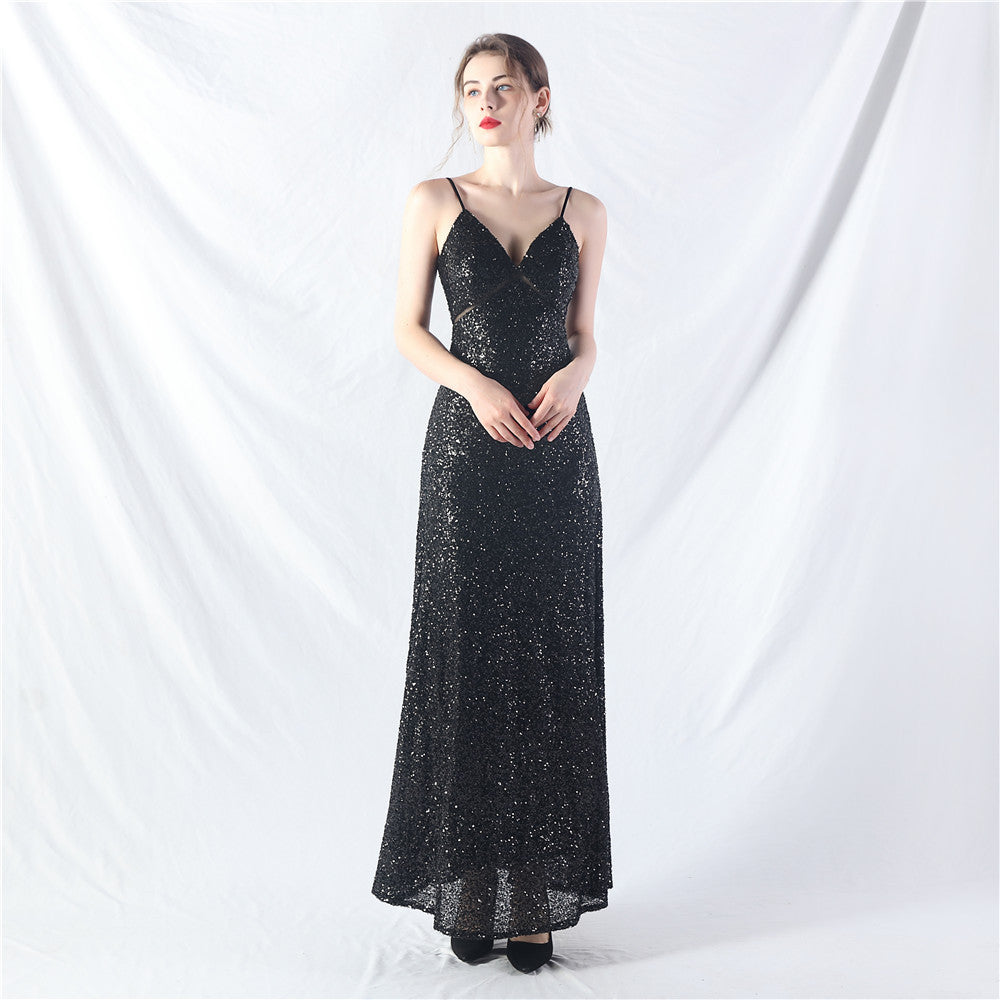 31765 #popular A-shaped big pendulum dress can be worn daily sequined long dress