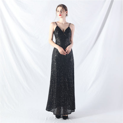 31765 #popular A-shaped big pendulum dress can be worn daily sequined long dress
