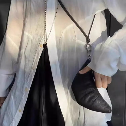 LOVEVOP Wholesale neck small change bag cute croissant bag design sense niche mini concave shape crossbody lipstick earphone bag