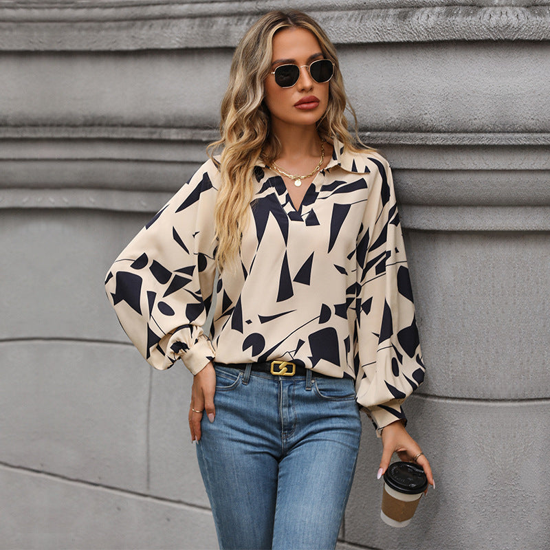 LOVEVOP New Hot Trade Shirt Hot New 2025 Fashion Women's Clothing Cross-border Long Sleeve Printed Shirt Women's Autumn