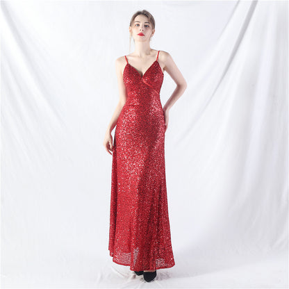 31765 #popular A-shaped big pendulum dress can be worn daily sequined long dress