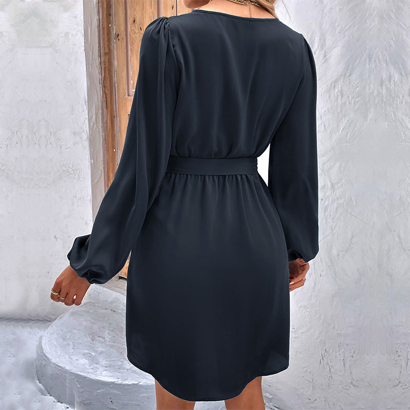 LOVEVOP New 2025 Hot Trade Women's Clothing Hot Spring and Summer New V-Neck Long Sleeve Cross-border Dress Wholesale