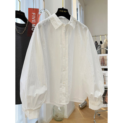 spring new fashion Korean lace long-sleeved shirt women wear a shirt inside, super good-looking top