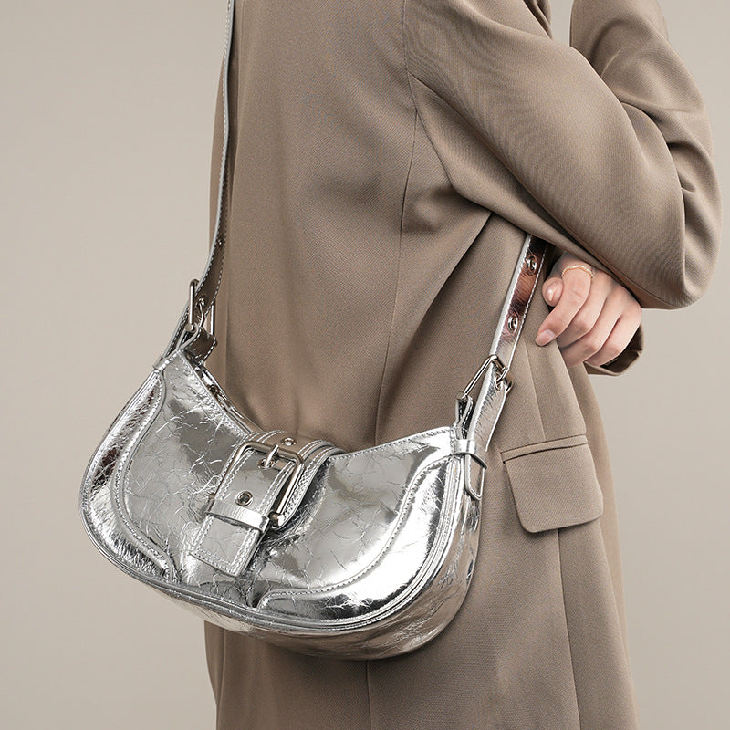 Strictly selected cowhide bag niche texture women's summer popular new retro Spice Girl underarm bag niche shoulder messenger bag