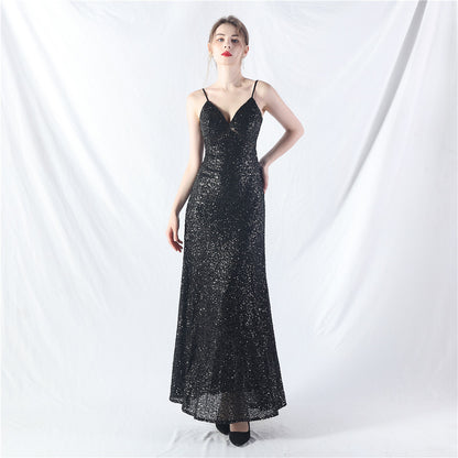 31765 #popular A-shaped big pendulum dress can be worn daily sequined long dress