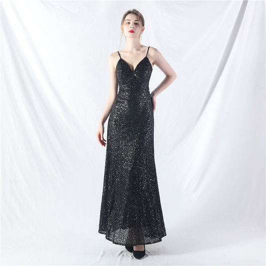 31765 #popular A-shaped big pendulum dress can be worn daily sequined long dress