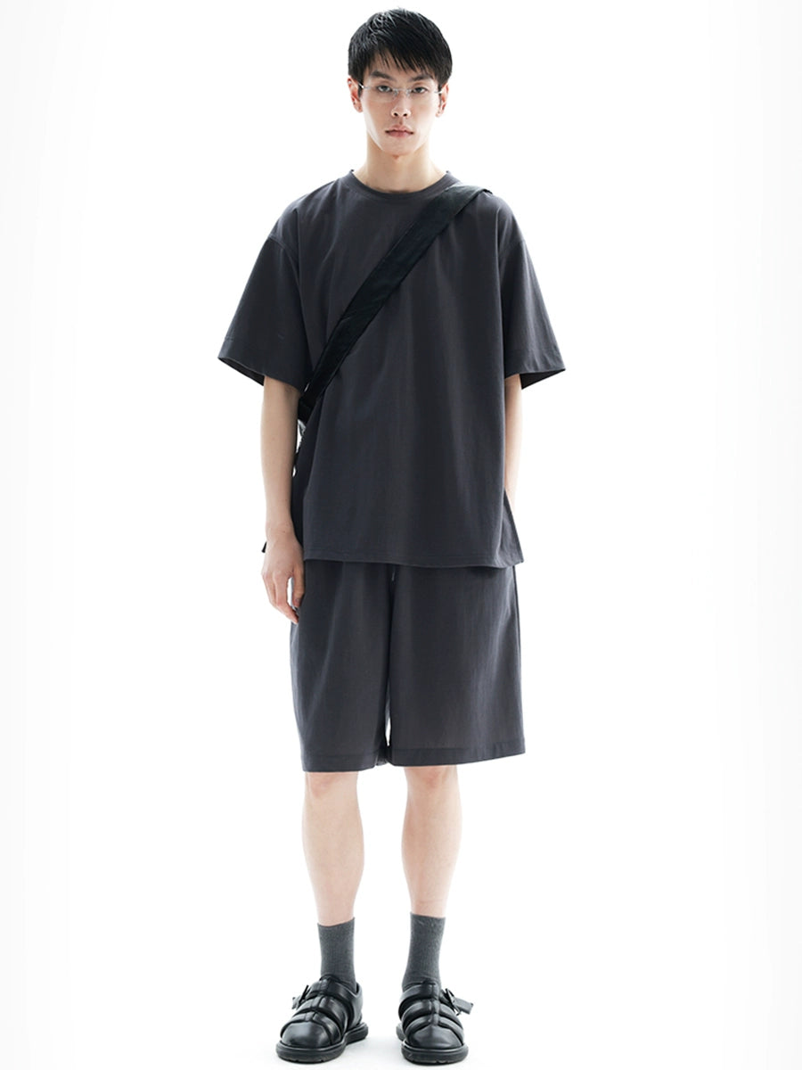 APOZi collection [traceability series] summer solid color simple three-piece set deep space gray commuter set