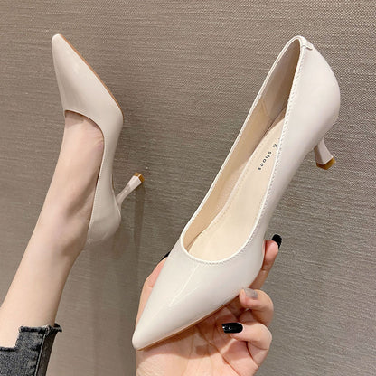 2025 238-15B Korean version solid color fairy style high heels spring 2025 new pointed stiletto high heels single shoes women