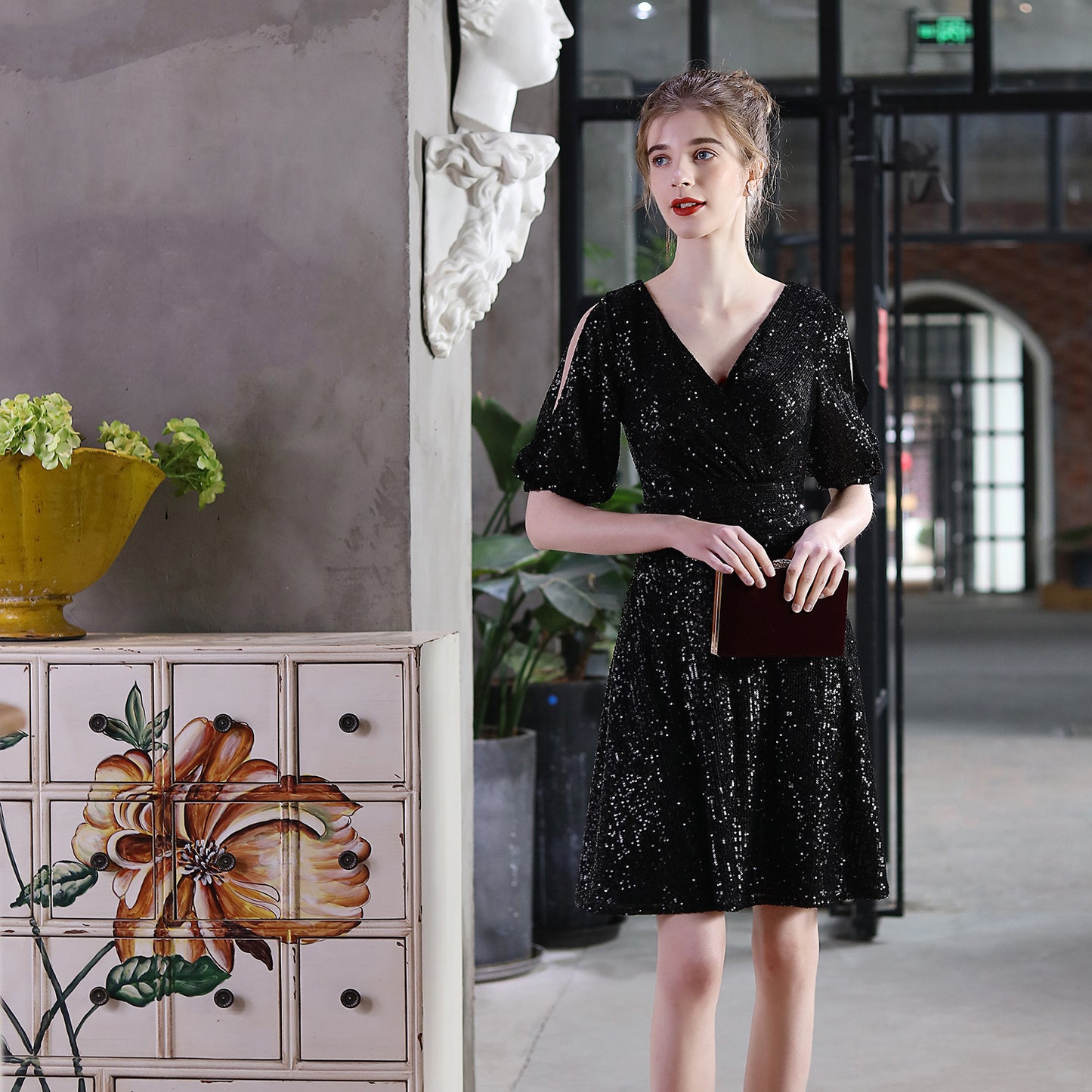 18692 #Banquet evening dress women's new Symphony beads short dress party dress fairy series