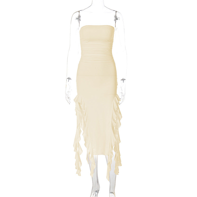 LOVEVOP  style women's clothing  summer new fashion sexy personality chest wrapping irregular dress foreign trade wholesale