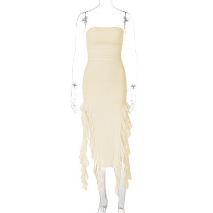 LOVEVOP  style women's clothing  summer new fashion sexy personality chest wrapping irregular dress foreign trade wholesale