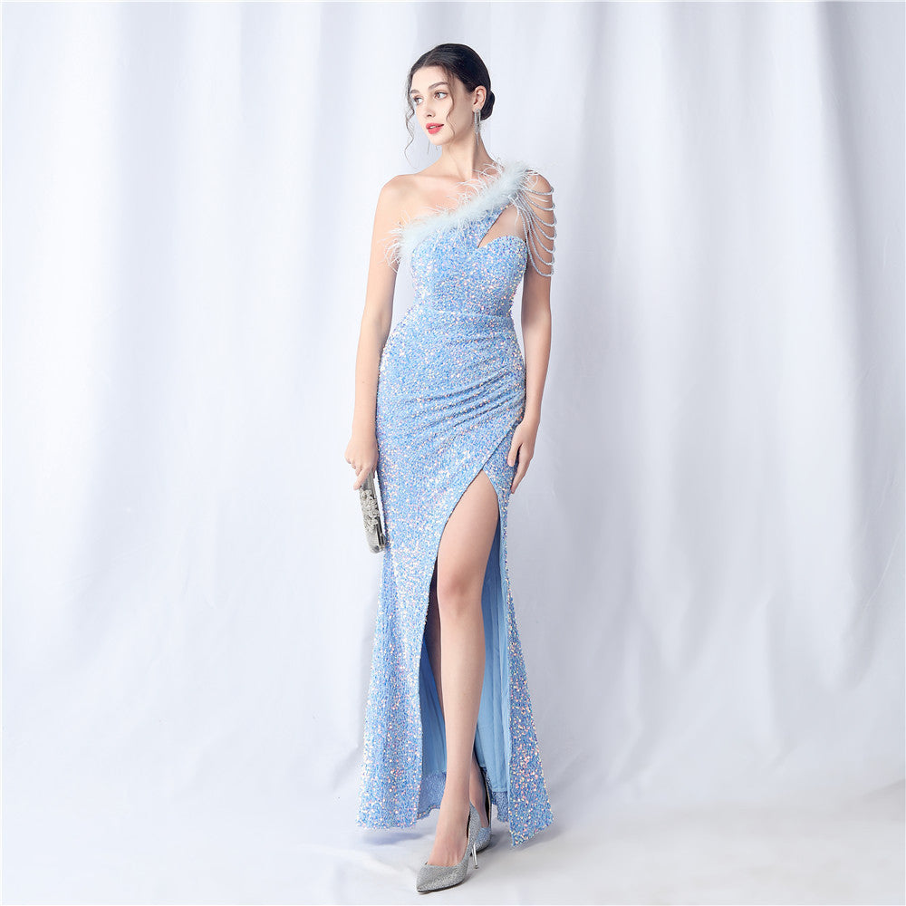 31569 #velvet bottom handmade bead sheet process bead ordering Popular trade new popular high-end evening dress