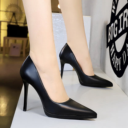 2025 3255-12 retro  style fine heel super high heel waterproof table shallow mouth pointed head sexy nightclub high heels single shoes