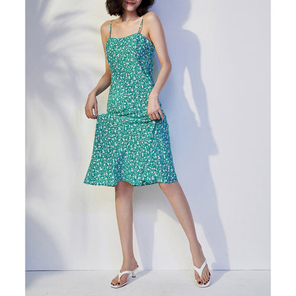 2025 Heavy silk  floral suspender skirt, mulberry silk dress, high-end small red dress women's long skirt summer