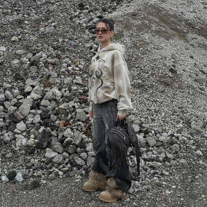 new digital 3D crew neck hooded sweater street trend  street style woman comfortable snake snake picture