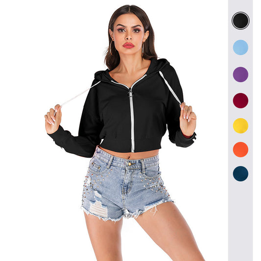 LOVEVOP New 2025 morning tops, long-sleeved hooded sweaters, short zipper jackets, fashion casual cardigans