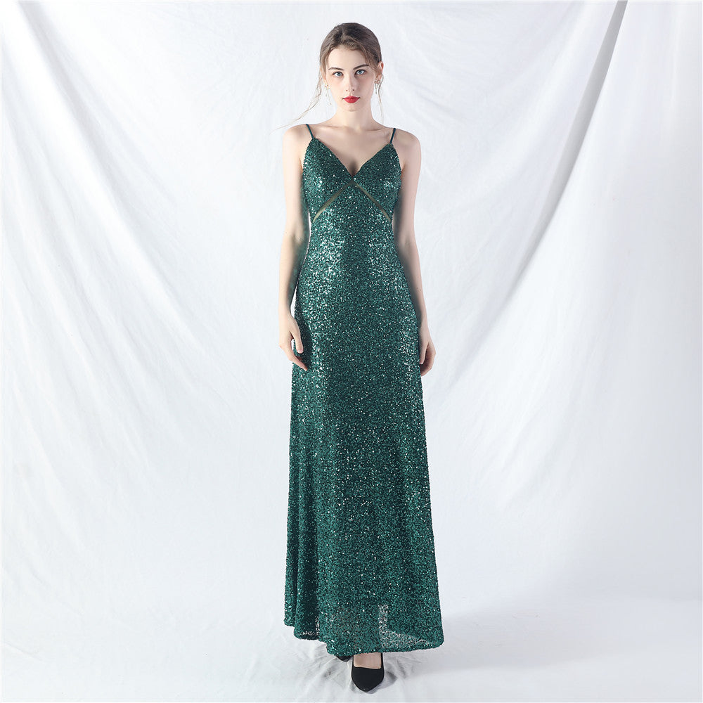 31765 #popular A-shaped big pendulum dress can be worn daily sequined long dress